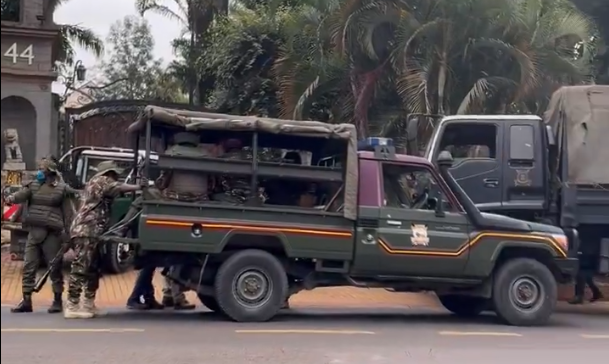 A screengrab image of police officers at Jimmy Wanjigi's home.